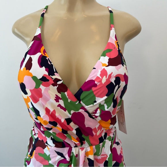 New Anne Cole One Piece Skirted Swimsuit Sz 12 Skirt Floral Maillot NWT - Picture 4 of 11